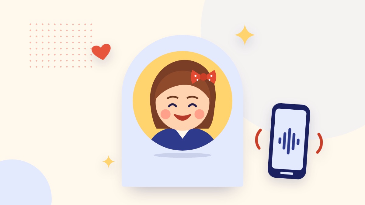 Dottie, a friendly cartoon face, beside a smartphone showing sound waves